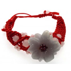 Jade Gemstone Flower Macrame Bracelet